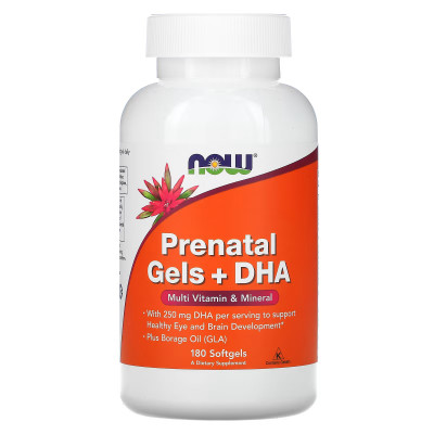 Пренатальный гель с ДГК Now Foods Prenatal Gels + DHA, 180 мягких капсул