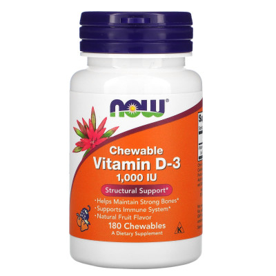 Витамин Д3 Now Foods Vitamin D3, 1000 IU, 180 жевательных таблеток