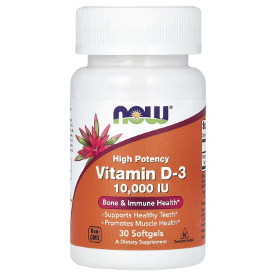 Витамин Д3 Now Foods Vitamin D3, 10000 IU, 30 капсул