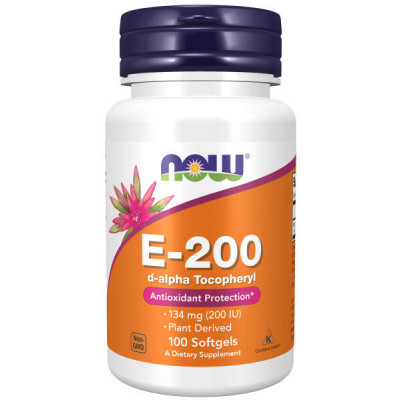 Витамин E Now Foods Vitamin E-200, D-Alpha Tocopheryl, 100 гелевых капсул