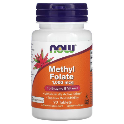 Витамин В9 метилфолат Now Foods MethylFolate, 1000 мкг, 90 таблеток