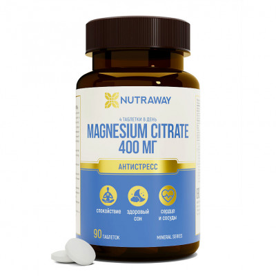Цитрат магния Nutraway Magnesium Citrate, 400 мг, 90 таблеток