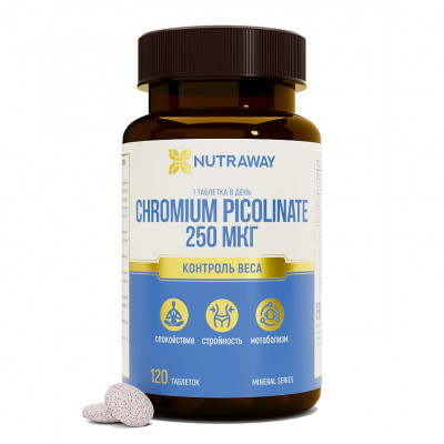 Пиколинат хрома Nutraway Chromium Picolinate, 250 мкг, 60 таблеток