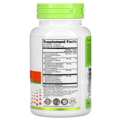 Буферизованный витамин C NutriBiotic Meta-C, 500 мг, 100 капсул