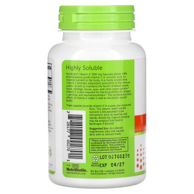 Витамин C NutriBiotic Vitamin C, 1000 мг, 100 капсул