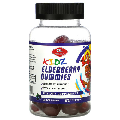 Цинк с витамином С и бузиной Olympian Labs Kids Elderberry Gummies Elderberry, 60 жевательных таблеток