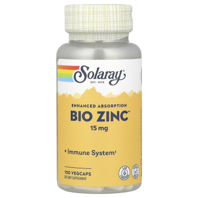 Био Цинк Solaray Bio Zinc, 15 мг, 100 капсул