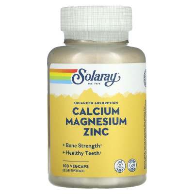 Кальций, магний, цинк Solaray Calcium Magnesium Zink, 100 капсул