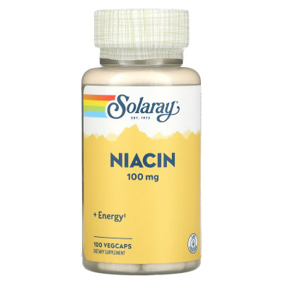 Ниацин Витамин В3 Solaray Niacin, 100 мг, 100 капсул