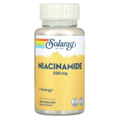 Никотинамид (никотинамид) Витамин В3 Solaray Niacinamide, 500 мг, 100 капсул