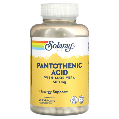 Пантотеновая кислота Solaray Pantothenic Acid, 500 мг, 250 растительных капсул