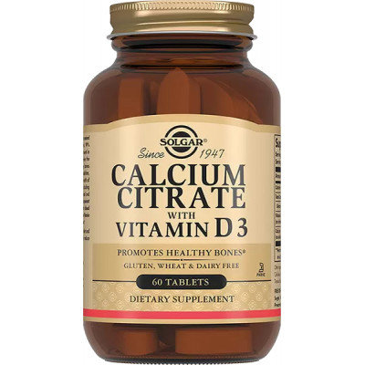 Цитрат кальция с витамином Д3 Solgar Calcium Citrate with Vitamin D3, 60 таблеток