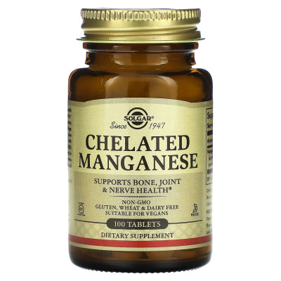 Хелатный марганец Solgar Chelated Manganese, 100 таблеток