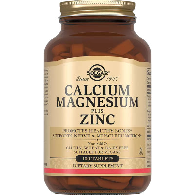 Кальций, магний, цинк Solgar Calcium Magnesium with Zinc, 100 таблеток