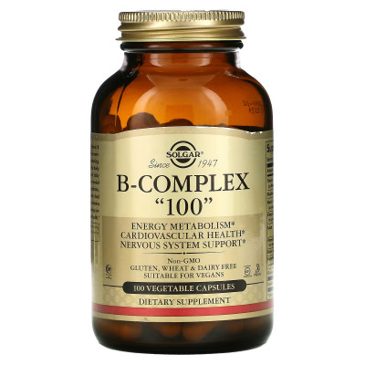 Комплекс витаминов группы В Solgar B-Complex 100, 100 вегетарианских капсул