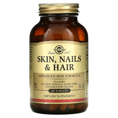 Комплекс витаминов Кожа, Волосы, Ногти Solgar Skin, Nails & Hair, Advanced MSM Formula, 120 таблеток
