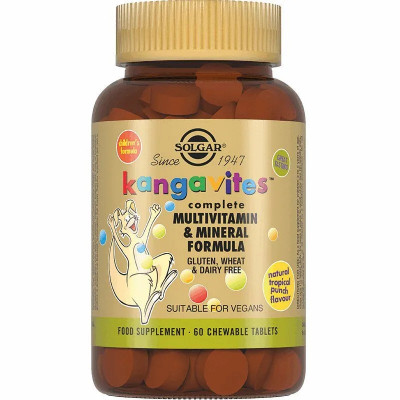 Мультивитамины и минералы для детей Solgar Kangavites Multivitamin & Mineral Chewable, 60 жевательных таблеток, Тропические фрукты