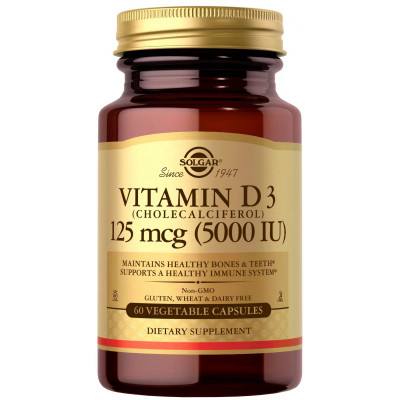 Витамин Д3 Solgar Vitamin D3, 5000 IU, 60 растительных капсул