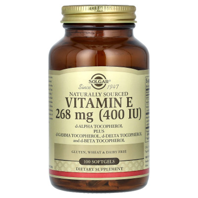 Витамин Е Solgar Vitamin E 400 Mixed Tocopherols, 100 мягких гелевых капсул
