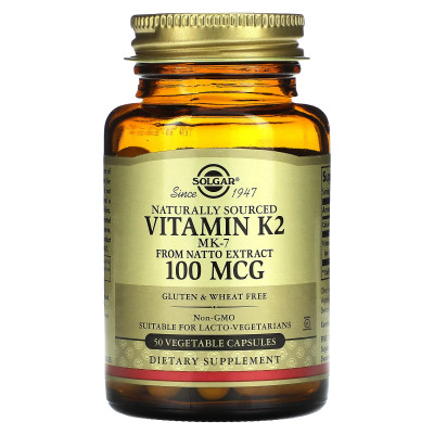 Витамин K2 Solgar K2 Mk-7, 100 мкг, 50 капсул