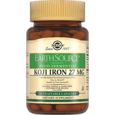 Железо Коджи Solgar Koji Iron, 27 мг, 30 таблеток