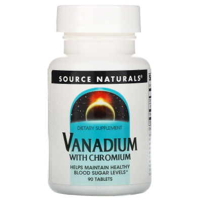 Ванадий с хромом Source Naturals Vanadium with Chromium, 1 мг, 90 таблеток