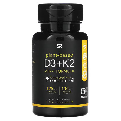 Витамины Д3 + К2 Sport Research Vitamin D3 5000 IU + K2 100 мкг, 60 капсул