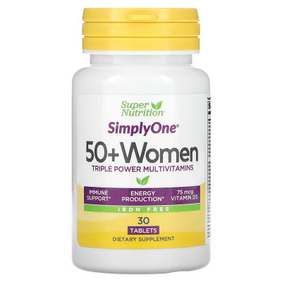 Мультивитаминная добавка без железа для женщин старше 50 лет Super nutrition SimplyOne Women 50+, 30 таблеток