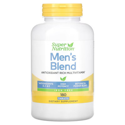 Мультивитамины для мужчин без железа Super Nutrition Men's Blend, 180 таблеток