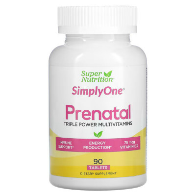 Пренатальные мультивитамины для беременных Super Nutrition SimplyOne PreNatal Triple Power Multivitamins, 90 таблеток