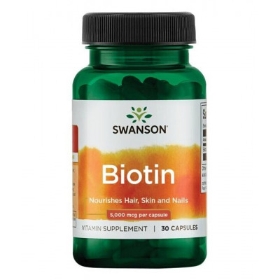Биотин Swanson Biotin, 5000 мкг, 30 капсул