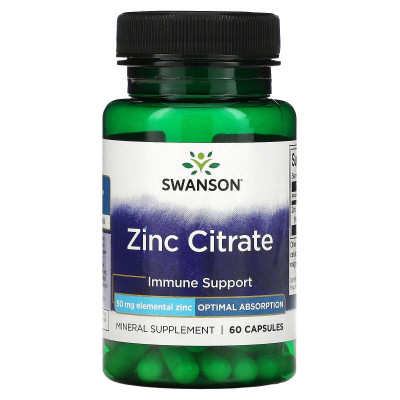 Цитрат цинка Swanson Zinc Citrate, 50 мг, 60 капсул