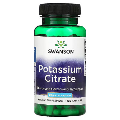 Цитрат калия Swanson Potassium Citrate, 99 мг, 120 капсул