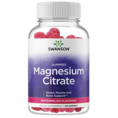 Цитрат магния Swanson Magnesium Citrate Gummies, 84 мг, 120 жевательных таблеток, Арбуз
