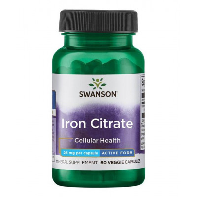 Цитрат железа активной формы Swanson Iron Citrate Active Form, 25 мг, 60 капсул