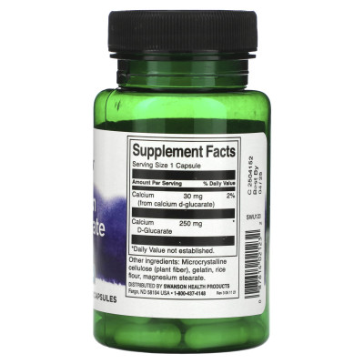 Д-глюкарат кальция Swanson Calcium D-Glucarate, 30 мг, 60 капсул