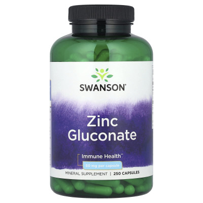 Глюконат цинка Swanson Zinc Gluconate, 50 мг, 250 капсул