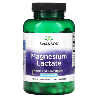 Лактат магния Swanson Magnesium Lactate, 84 мг, 120 капсул