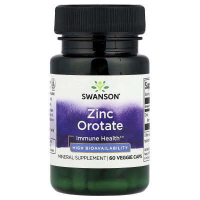 Оротат цинка Swanson Zinc Orotate, 10 мг, 60 капсул
