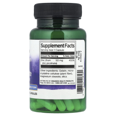 Пиколинат цинка Swanson Zinc Picolinate, 50 мг, 60 капсул