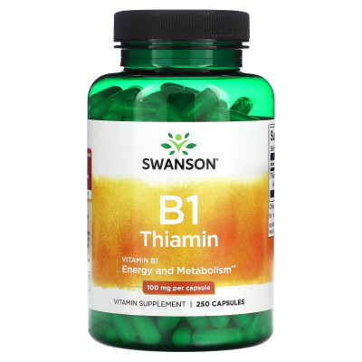Тиамин Витамин В1 Swanson Vitamin B1 Thiamin, 100 мг, 250 капсул