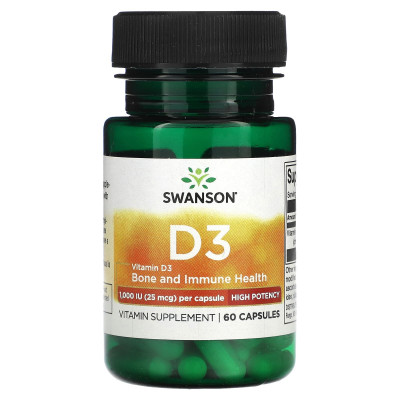 Витамин Д3 Swanson Vitamin D3 1000 IU, 60 капсул