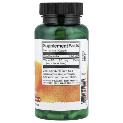 Витамин Д3 Swanson Vitamin D3 2000 IU, 250 капсул