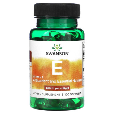 Витамин Е Swanson Natural E-400, 400 IU, 100 мягких гелевых капсул