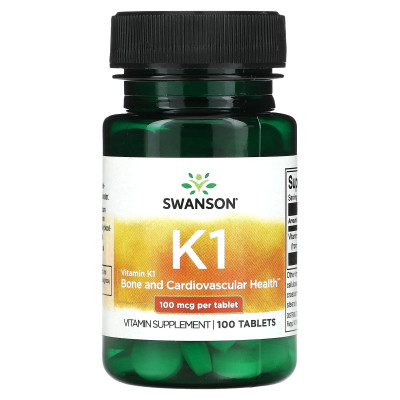 Витамин K1 Swanson Vitamin K-1, 100 мкг, 100 таблеток