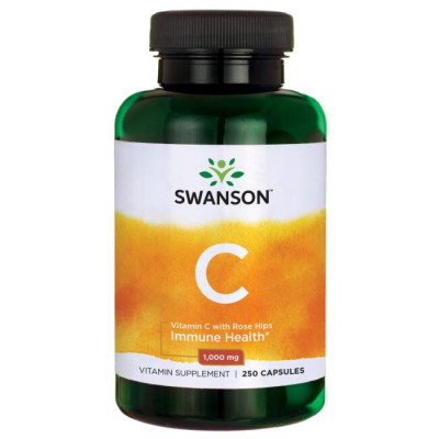 Витамин С с экстрактом шиповника Swanson Vitamin C with Rose Hips, 1000 мг, 250 капсул