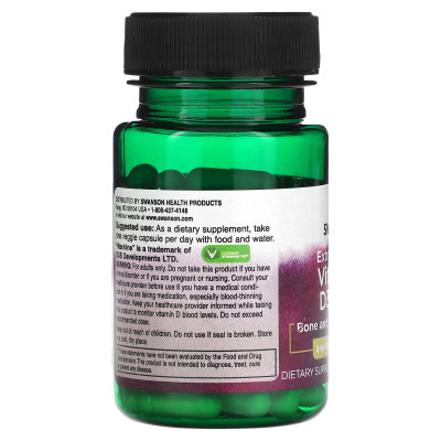 Витамины Д3 и К2, повышенная сила действия Swanson Extra Strength D3 & K2, 60 капсул