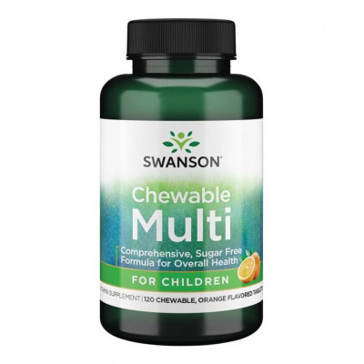Жевательные мультивитамины для детей Swanson Chewable Multi for Children, 120 жевательных таблеток, Апельсин