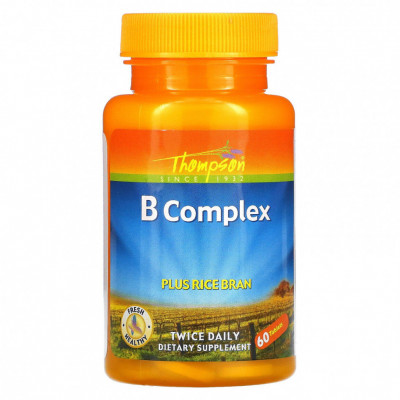 Комплекс витаминов группы Б с рисовыми отрубями Thompson B-complex, 60 таблеток