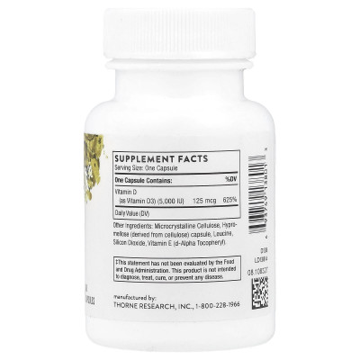 Витамин Д3 Thorne Research Vitamin D3 5000, 60 капсул